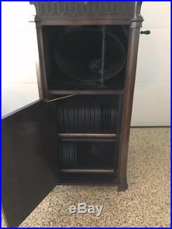 1915 Edison C19 Diamond Disc Phonograph Record Player & Cabinet-holds 72 vinyl