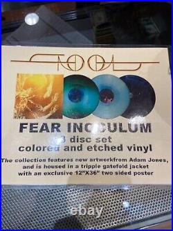 Autographed cover of 3 Set etched/colored vinyl LPs with double sided poster