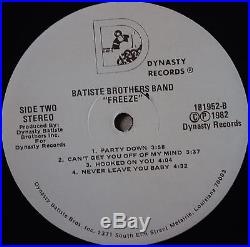 BATISTE BROTHERS BAND FREEZE 1982 Modern Soul LP on DYNASTY 181952 New Orleans