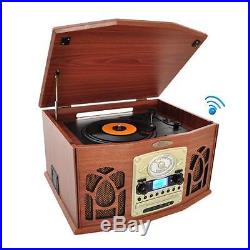 Bluetooth Retro Vintage Turntable Record Player with Vinyl-to-MP3 Recording
