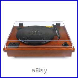 Bluetooth USB Turntable Vintage Record Player Vinyl-to MP3 Nature Wood, Brown