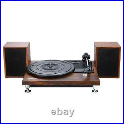 Bluetooth wireless Vinyl Record Player with External Speakers 3 Speed Belt-Driven