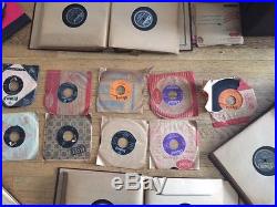 Box of collectible vinyl records albums. Many new
