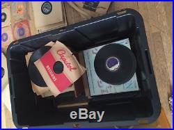 Box of collectible vinyl records albums. Many new