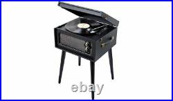 Bush Wooden Turntable Vinyl Record Player with Legs & Bluetooth Black
