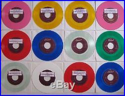 Complete set of all 31 mid 90's Beatles 7 Jukebox 45's COLORED VINYL! RARE! NM