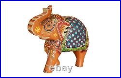 Cottage Handicraft, Wooden Elephant Coloured, with Free Elephant Gift
