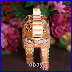 Cottage Handicraft, Wooden Elephant Coloured, with Free Elephant Gift