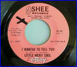 DEAD RARE Little Nicky Soul ORIG. Shee Sr-101 45 Record I Wanted To Tell You