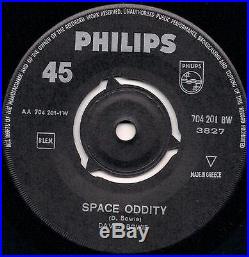 Extremely Rare DAVID BOWIE 7 Space Oddity-Wild Eyed Boy Greek Pic Sleeve Single