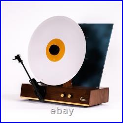 Fuse GLD Vertical Vinyl Record Player with Speakers, Bluetooth, Wood Gold Trim
