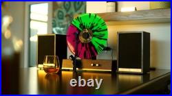 Fuse GLD Vertical Vinyl Record Player with Speakers, Bluetooth, Wood Gold Trim