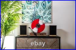 Fuse GLD Vertical Vinyl Record Player with Speakers, Bluetooth, Wood Gold Trim