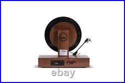 Fuse GLD Vertical Vinyl Record Player with Speakers, Bluetooth, Wood Gold Trim