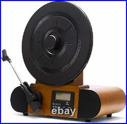 Fuse Vert Vertical Vinyl Record Player- Bluetooth, FM Radio, Alarm, Ashtree Wood