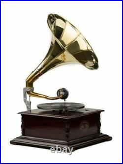Gramophone With Brass Horn Record Player 78 rpm vinyl phonograph