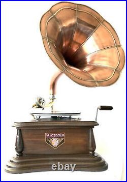 Gramophone With Copper Horn Record Player 78 rpm vinyl phonograph Victoria