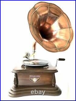 Gramophone With Copper Horn Record Player 78 rpm vinyl phonograph Victoria