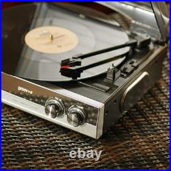 Groov-e Vintage Vinyl Record Player With Built In Speakers Black Gvtt01bk