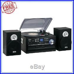Home Stereo System Radio CD Cassette Player Combo Record 3-Speed Vinyl Turntable