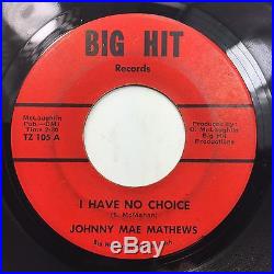 JOHNNY MAE MATHEWS I Have No Choice BIG HIT Detroit Northern Soul 45 HEAR