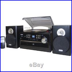 Jensen AM-FM Radio 3-Speed Turntable-CD-Cassette-Record Player Stereo Vinyl