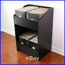 LPBIN LP Storage Cabinet Modern Black / Bin Style Storage for 12 vinyl records
