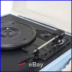 Madison Record Player Turntable Vinyl Vintage Blue Cabinet Retro Sound System