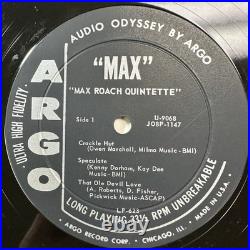 Max LP Vinyl Record Max Roach Quintet Hard Bop Argo LP 623 Mono 1st