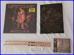 Meshuggah Tomas Haake Used Drum Sticks Signed Lyric Sheet LP Vinyl Lot LOOK