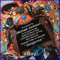 Michael Jackson DANGEROUS Million Record Sales Music Award Vinyl LP Disc Album