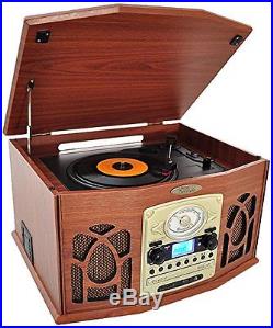 New Bluetooth Retro Vintage Turntable Record Player with Vinyl-to-MP3 Recording