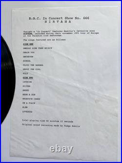 Nirvana BBC Transcription Services #666 Original Vinyl LP 1991