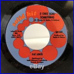 PAT LEWIS No One To Love / (I Owe You) Something RARE DETROIT Northern Soul NM