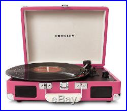 Pink Crosley Cruiser Turntable Vinyl Portable Record Player 3 Speed MP3 iPod