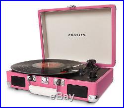 Pink Crosley Cruiser Turntable Vinyl Portable Record Player 3 Speed MP3 iPod