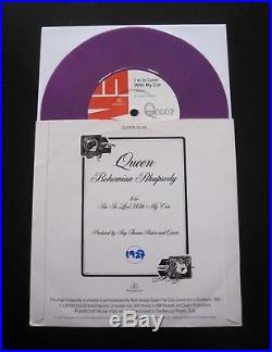 QUEEN Bohemian Rhapsody Numbered 7 Purple Colour Vinyl Single Fan Club Record