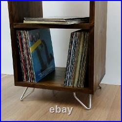 Record Player Tower Stand Vinyl LP Storage Cabinet Mid Century Industrial