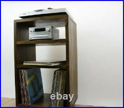 Record Player Tower Stand Vinyl LP Storage Cabinet Mid Century Industrial