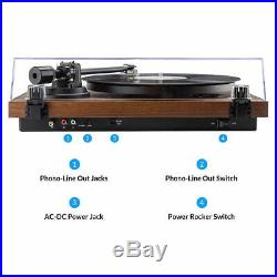 Record Player Vintage 2-Speed Vinyl Turntable Built in Stereo Speaker US Stock