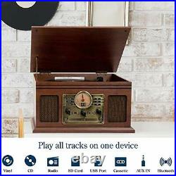 Record Player Vinyl Turntable with Speakers USB MP3 Playback/ Bluetooth/ FM