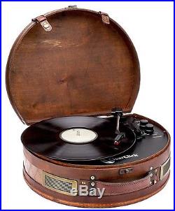 Retro Turntable Record Player 3 Speed Vinyl Bluetooth USB Vintage Suitcase Wood
