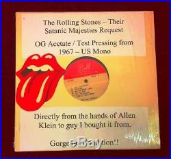 Rolling StonesTheir Satanic Majesties Request 1967 Acetate Test Pressing Mono