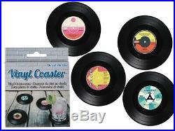 Set of 4, Vinyl Record Coffee Table Coasters. Nostalgic Retro Style