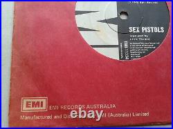 Sex Pistols Anarchy In The UK Black and White Labels EMI Australia + Sleeve 1976