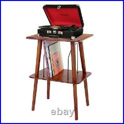 Small Retro Turntable Stand Table Record Player Vinyl LP Storage Dividers Wood