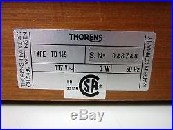 THORENS TD 145 Turntable Vintage Record Vinyl Player Dustcover Tested Works