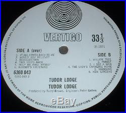 TUDOR LODGE 1st LP 1971 VERTIGO 1st Press! 1/1! SUPERB EXAMPLE