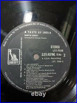 Taste of India Martin Denny Sitar Tabla Tambura LP RECORD Jazz Pop Fusion EX