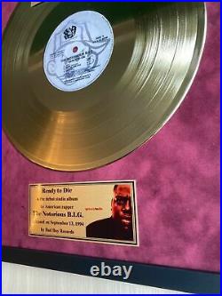 The Notorious BIG Ready To Die 1994 Vinyl Gold Metallized Mounted Record